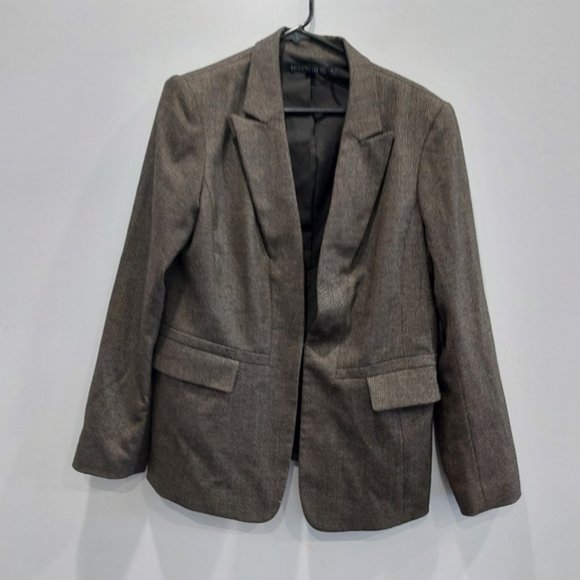 Lafayette 148 Brown Textured Open Front Wool Blazer Size 14 - Picture 1 of 9